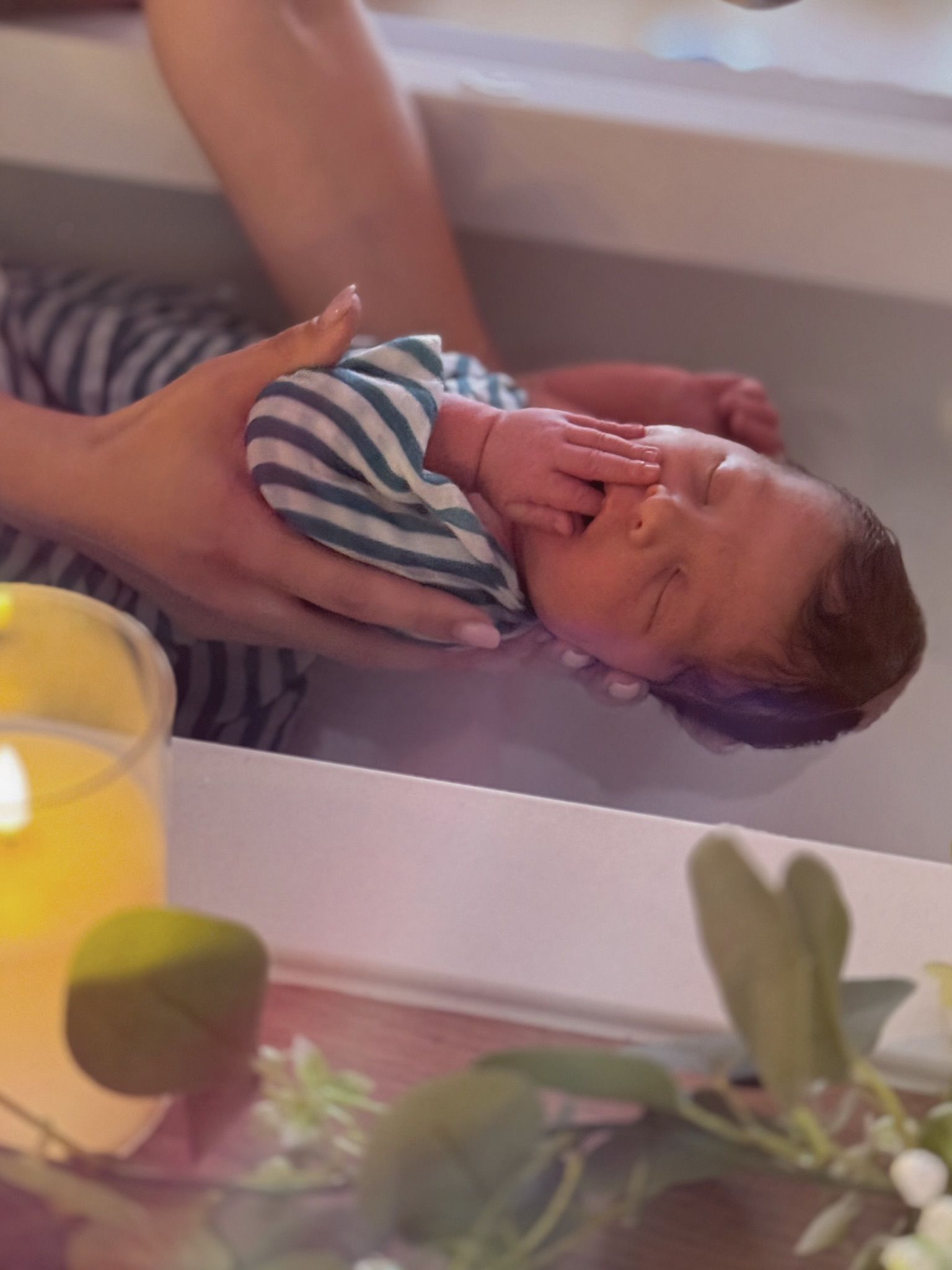 Baby's very first bath at Cocon Alpin, Crans-Montana